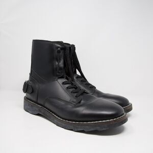 Men's Coach Leather Combat Boots Leather G1568  Back Buckle Feature Sz 13 D